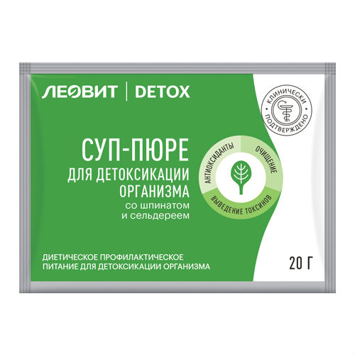 ЛЕОВИТ DETOX СУП-ПЮРЕ СО ШПИНАТОМ И СЕЛЬДЕРЕЕМ 20 Г ЛЕОВИТ НУТРИО   Биосфера ООО