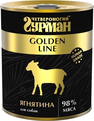 Четвероногий гурман Golden Line консервы для собак с ягненком в желе, 340 г, уп ООО 