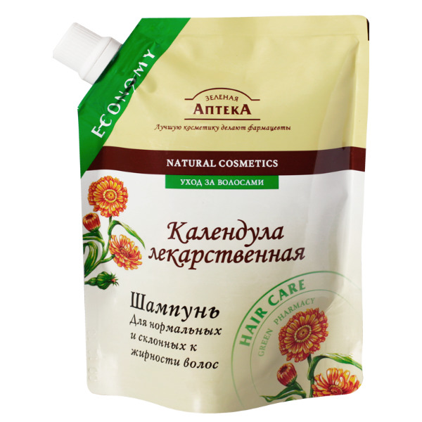 ЗЕЛЕНАЯ АПТЕКА ШАМПУНЬ КАЛЕНДУЛА ЛЕКАРСТВЕННАЯ ДЛЯ НОРМАЛЬНЫХ И СКЛОННЫХ К ЖИРНОСТИ ВОЛОС 200МЛ Эльфа НПО