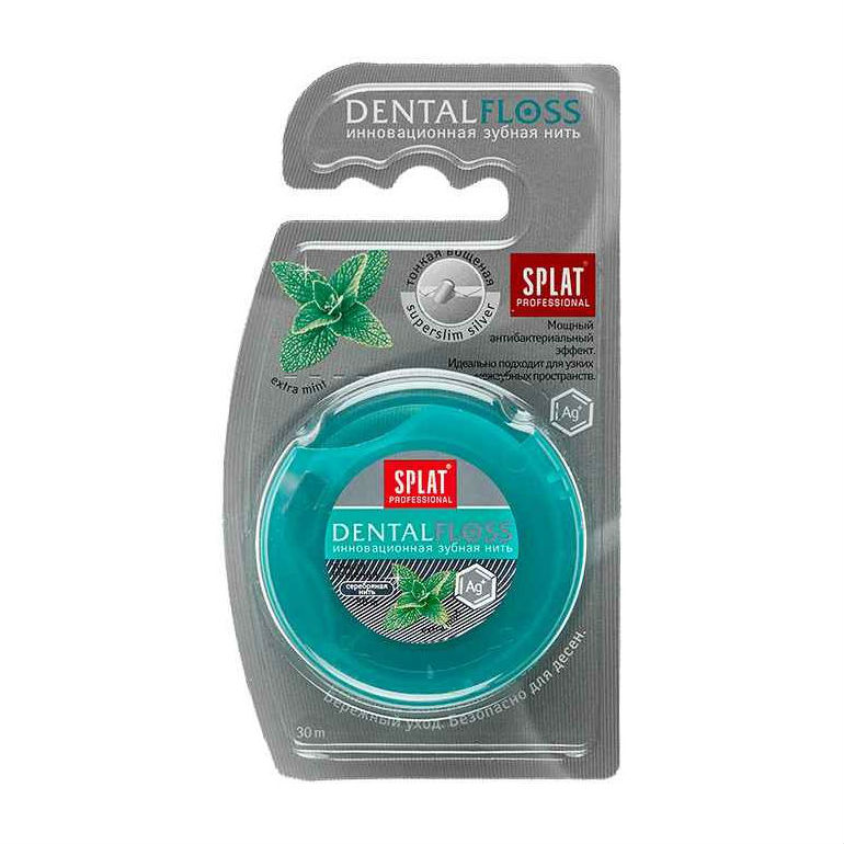 Зубная нить SPLAT Professional DentalFloss с волокнами серебра 30м