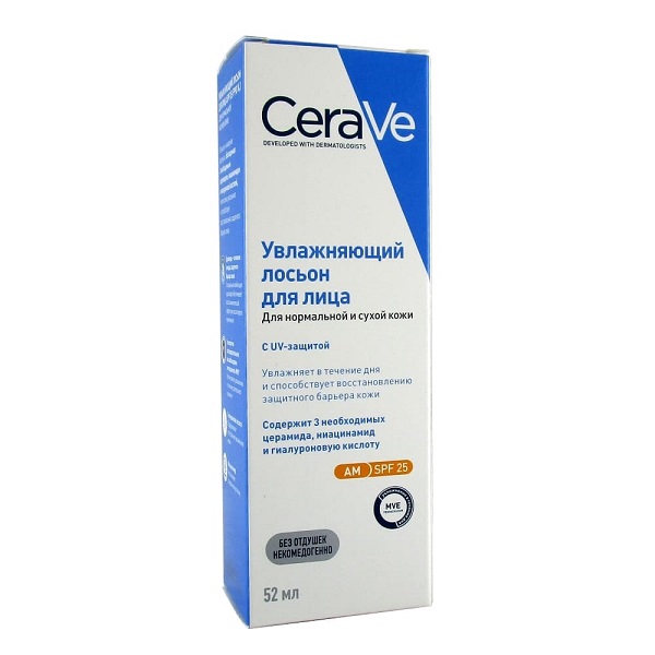 ЦераВе (CeraVe) Лосьон увлажняющ д/лица SPF25 52мл д/норм и сух кожи