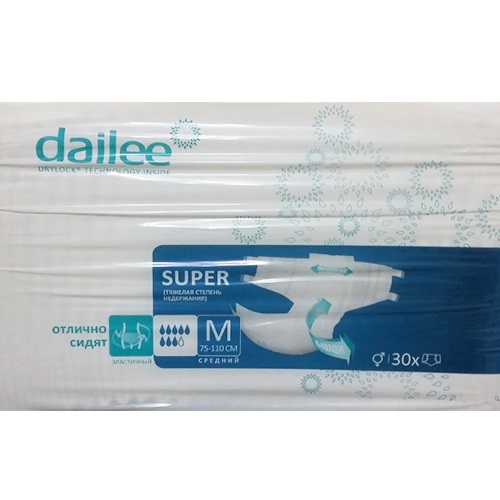 Дейли (Dailee) Super Подгузники д/взрослых р.M (75-120см) №30 тяжелая степень недержания