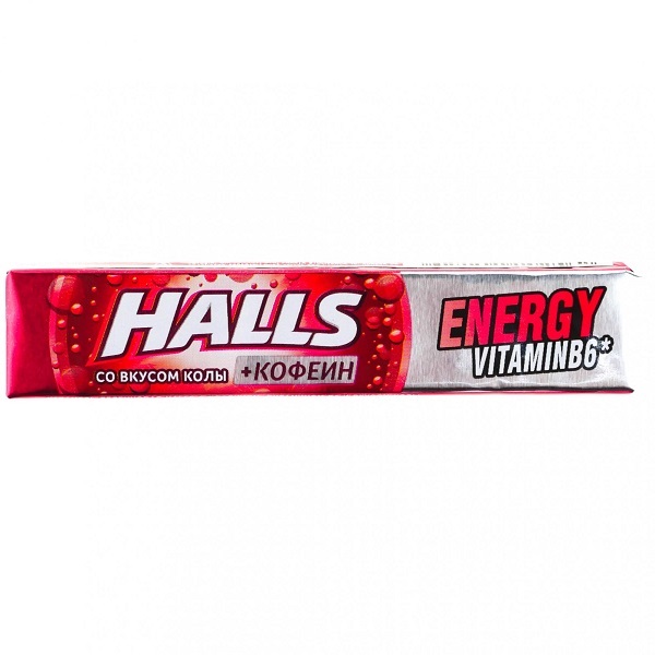 HALLS леденцы 25г кола+кофеин №9