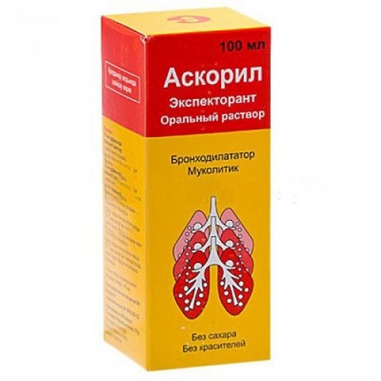 Аскорил Экспекторант р-р для приема внутрь (без сахара) 2мг+50мг+1мг/5мл 100мл